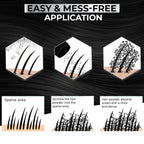 Illustration of hair powder application process with text 'Easy & Mess-Free Application'.